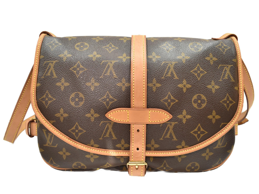 Louis Vuitton Shoulder Brown Bag Saumur Monogram Canvas Brown
